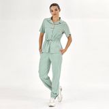 Çizgi Medikal Retro Lüks Kaliteli Likralı Doktor Hemşire Forması Scrubs Mint Yeşili - 2XL