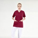 Çizgi Medikal Silva Lüks Likra Kumaş Doktor Hemşire Tek Üst Forma Bordo - 2XS