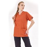 Çizgi Medikal Silva Lüks Likra Kumaş Doktor Hemşire Tek Üst Forma Kiremit
