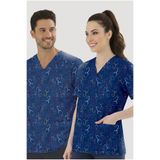 ÇİZGİ MEDİKAL Stetoskop Desenli Tek Üst (Cotton Likra Kumaş)