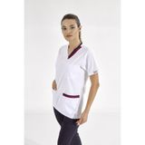ÇİZGİ MEDİKAL Vişne-Lacivert Çift Yaka Lüks Likra Doktor Hemşire Forması Tek Üst