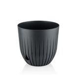 Çizgi Saksı Plastik Delikli Tabaklı Çiçek Saksısı (1 Adet, Antrasit, 1 Litre)
