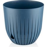 Çizgi Saksı Plastik Delikli Tabaklı Çiçek Saksısı (1 Adet, Mavi, 10 Litre) - Çok Renkli