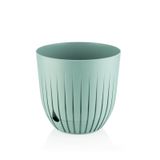Çizgi Saksı Plastik Delikli Tabaklı Çiçek Saksısı (1 Adet, Yeşil, 10 Litre)
