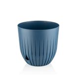 Çizgi Saksı Plastik Delikli Tabaklı Çiçek Saksısı (2 Adet, Mavi, 1 Litre)