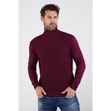 Çizgi Triko Balıkçı Yaka Pamuklu Triko Kazak, 2XL, 8042520234669E, MÜRDÜM, Erkek