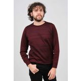 Çizgi Triko Bisiklet Yaka Desenli Kazak, M, 80425202154225, BORDO, Erkek
