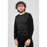 Çizgi Triko Bisiklet Yaka Desenli Kazak, XL, 80425202154225, SİYAH, Erkek