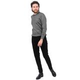 Çizgi Triko Cep Detaylı Polo Yaka Desenli Kazak, M, 80425202144216, GRİ, Erkek