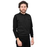 Çizgi Triko Cep Detaylı Polo Yaka Desenli Kazak, M, 80425202144230, SİYAH, Erkek