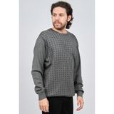 Çizgi Triko Erkek Bisiklet Yaka Desenli Kazak 425554216 Gri - 3XL