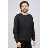 Çizgi Triko Erkek Bisiklet Yaka Desenli Kazak 425554216 Lacivert - 3XL