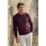 Çizgi Triko Erkek Büyük Beden Polo Yaka Bordo Kazak Pirinç Desenli Pamuklu Triko Çelik Örgü - 5410F Bat - 4XL