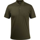 Çizgi Triko Erkek Büyük Beden Polo Yaka Düğmeli Cepli T-Shirt Klasik Kalıp - Haki - 3XL