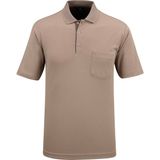 Çizgi Triko Erkek Büyük Beden Polo Yaka Garnili Cepli Tişört - 5115BAT - Bej - 4XL
