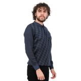 Çizgi Triko Erkek Cep Detaylı Polo Yaka Desenli Kazak, Indigo, M