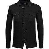 Çizgi Triko Erkek Düğmeli Çift Cepli Triko Örme Desenli Blazer Tek Ceket Regular Kalıp -5017G - Siyah - 2XL