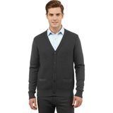 Çizgi Triko Erkek Düğmeli Hırka Cepli Çelik Örgü Klasik Kalıp 5208M BGL-ST04965 - Antrasit - XL