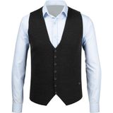 Çizgi Triko Erkek Düğmeli Spor / Klasik Triko Örme Kolsuz Koyu Gri Yelek Regular Kalıp - 4430LS - 2XL