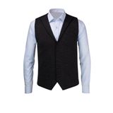 Çizgi Triko Erkek Düğmeli Spor / Klasik Triko Örme Kolsuz Siyah Yelek - 5001LS