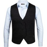 Çizgi Triko Erkek Düğmeli Spor / Regular Kalıp Triko Örme Kolsuz Siyah Yelek - 5013LS