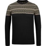 Çizgi Triko Erkek Kaba Örgü Sıfır Yaka Triko Kazak Desenli Kol ve Bel Lastikli Çelik Örgü Regular Kalıp - 5022C - Siyah - XL