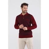 Çizgi Triko Erkek Polo Yaka Çelik Örgü Triko Kazak 4605F Bordo - M