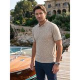 Çizgi Triko Erkek Polo Yaka Cepli Klasik Kalıp Tişört - 5112 - Bej - 2XL