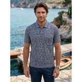 Çizgi Triko Erkek Polo Yaka Cepli Klasik Kalıp Tişört - 5112 - Lacivert - 2XL