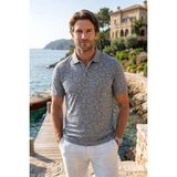 Çizgi Triko Erkek Polo Yaka Cepli Klasik Kalıp Tişört - 5112 - Mavi - 2XL