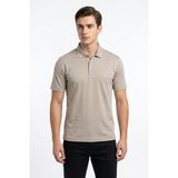 Çizgi Triko Erkek Polo Yaka Cepli Tişört 5107 BGL-ST04562 - Bej - 2XL