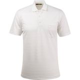 Çizgi Triko Erkek Polo Yaka Düğmeli Cepli Tişört Klasik Kalıp - XL - Beyaz
