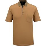 Çizgi Triko Erkek Polo Yaka Garnili Cepli Klasik Kalıp Tişört - 5115 - Hardal - 2XL