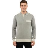 Çizgi Triko Erkek Polo Yaka Kazak Cepli Çelik Örgü Klasik Kalıp 5208F BGL-ST04963 - Taş - M