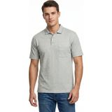 Çizgi Triko Erkek Polo Yaka Kısa Kollu Cepli Tişört Klasik Kalıp 5302 BGL-ST05534 - Gri - 2XL