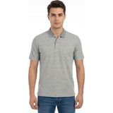 Çizgi Triko Erkek Polo Yaka Kısa Kollu Cepli Tişört Klasik Kalıp 5303 BGL-ST05535 - Gri - XL