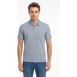 Çizgi Triko Erkek Polo Yaka Kısa Kollu Cepli Tişört Klasik Kalıp 5303 BGL-ST05535 - Mavi - 2XL