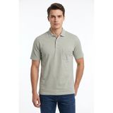 Çizgi Triko Erkek Polo Yaka Kısa Kollu Cepli Tişört Klasik Kalıp 5305 BGL-ST05537 - Gri - XL