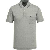Çizgi Triko Erkek Polo Yaka Kısa Kollu Düğmeli Cepli Koyu Gri Tişört Klasik Kalıp - 5301 - XL
