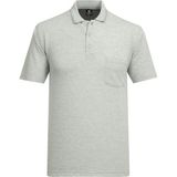 Çizgi Triko Erkek Polo Yaka Kısa Kolu Klasik Kalıp Düğmeli Cepli Penye Gri Tişört - 5302 - 2XL