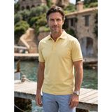 Çizgi Triko Erkek Polo Yaka Mısır Pamuğu Kısa Kollu Düğmeli Kagi Sarı Tişört Klasik Kalıp - 5312 - 2XL