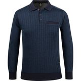 Çizgi Triko Erkek Polo Yaka Triko Kazak Desenli Kol ve Bel Lastikli Çelik Örgü Klasik Kalıp - 5005F - Lacivert - 2XL