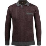 Çizgi Triko Erkek Polo Yaka Triko Kazak Desenli Kol ve Bel Lastikli Çelik Örgü Klasik Kalıp - 5005FA - Antrasit - 2XL