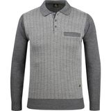 Çizgi Triko Erkek Polo Yaka Triko Kazak Desenli Kol ve Bel Lastikli Çelik Örgü Klasik Kalıp - 5007FA - Gri - 3XL