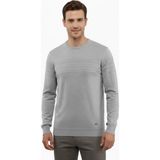 Çizgi Triko Erkek Sıfır Yaka Kazak Çelik Örgü Klasik Kalıp 5247C BGL-ST04858 - Gri - 2XL