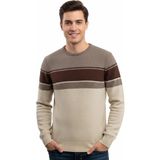 Çizgi Triko Erkek Sıfır Yaka Kazak Petek Örgü Klasik Kalıp 5244C BGL-ST04861 - Taş - XL