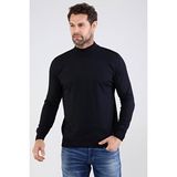 Çizgi Triko Erkek Sıfır Yaka Pamuklu Triko Kazak 4454B Lacivert - 2XL