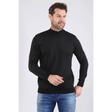 Çizgi Triko Erkek Sıfır Yaka Pamuklu Triko Kazak 4454B Siyah - 2XL