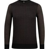 Çizgi Triko Erkek Sıfır Yaka Triko Kazak Desenli Kol ve Bel Lastikli Çelik Örgü Klasik Kalıp - 5010C - Siyah - XL