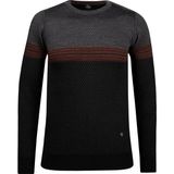 Çizgi Triko Erkek Sıfır Yaka Triko Kazak Desenli Kol ve Bel Lastikli Çelik Örgü Regular Kalıp - 5009C - Siyah - 2XL